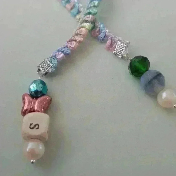 Bookmark lace/ribbon. Pink/ blue. Handmade monogram S, stocking 🎁Christmas  🎄 - Picture 3 of 3